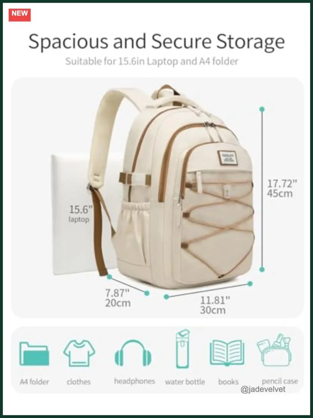 15.6in Laptop Backpack with Padded Straps, Water Resistant, 11 Pockets